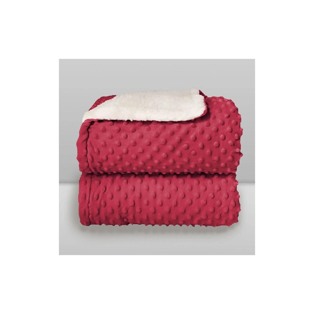 Cobertor Bebê Donna Laço - Pelúcia Com Bolinhas Vermelho - Aconchegante