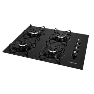 Fogão Cooktop 4 Bocas a Gás Mondial CTG-01 Preto/Inox Bivolt