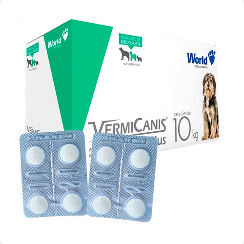 Kit 2 Vermicanis Plus Vermífugo World para Cães de 10Kg - Blíster 4 ...