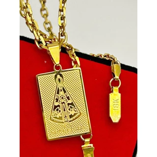 Corrente De Corda Masculina 4 Mm Banhada A Ouro Prata Pingente Nossa Senhora Aparecida