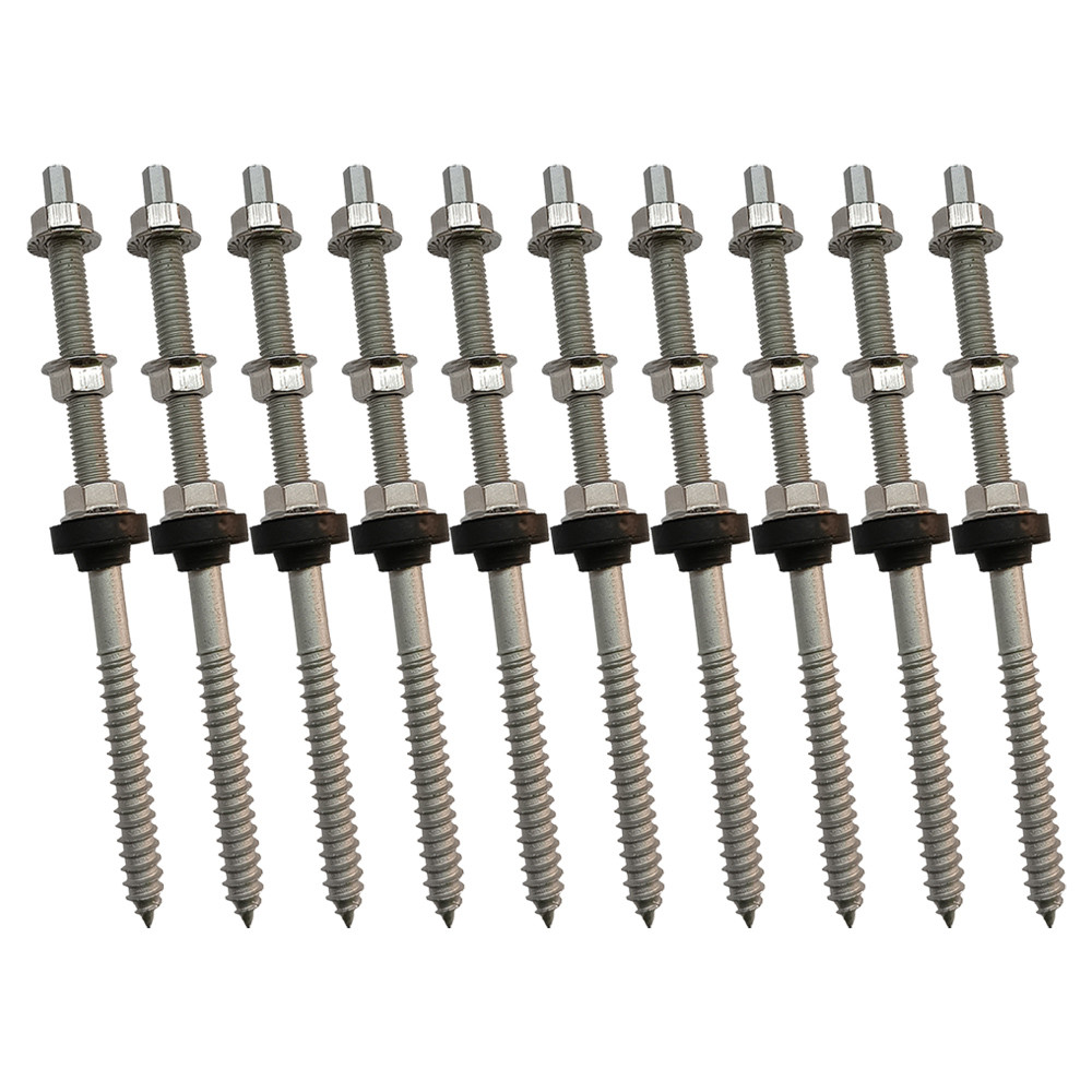 Parafuso Rosca Dupla para Painel Solar M10 X 20cm- Kit 10 Un
