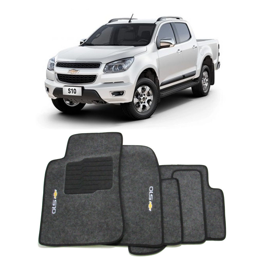 Jogo de Tapetes em Carpete GM S10 Cabine Dupla 2019 2020 2021 2022 2023 2024