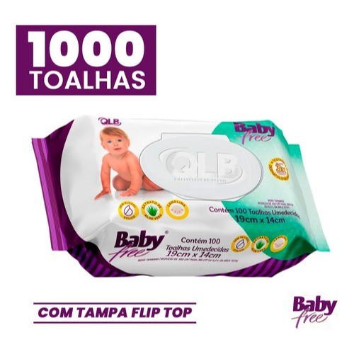 Kit 5pct ou 10pct com 100un Cada Lenço Umedecido Toalha BABY FREE