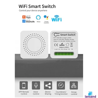 Interruptores WiFi suportam controle bidirecional Tuya funciona com Alexa Google Home Yandex Alice Interruptor sem fio 10A 16A MINI Módulo disjuntor DIY Smart Home LANSAND