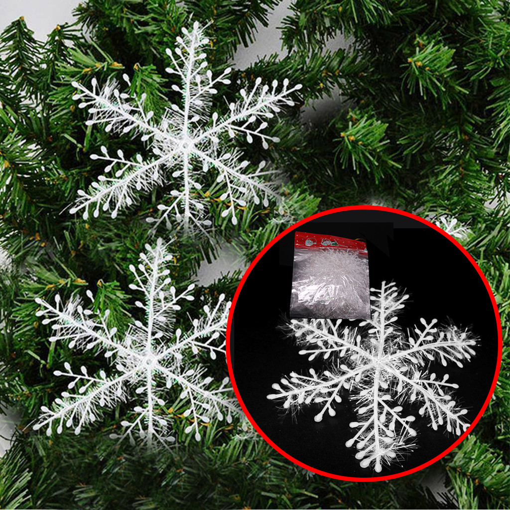 99 Pçs Decoração De Floco De Neve De Natal Branco Glitter Falso DIY Árvore Pendurado Pendentes Ano Novo Ornamentos De Festa Em Casa