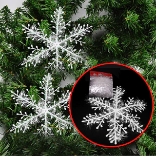99 Pçs Decoração De Floco De Neve De Natal Branco Glitter Falso DIY Árvore Pendurado Pendentes Ano Novo Ornamentos De Festa Em Casa