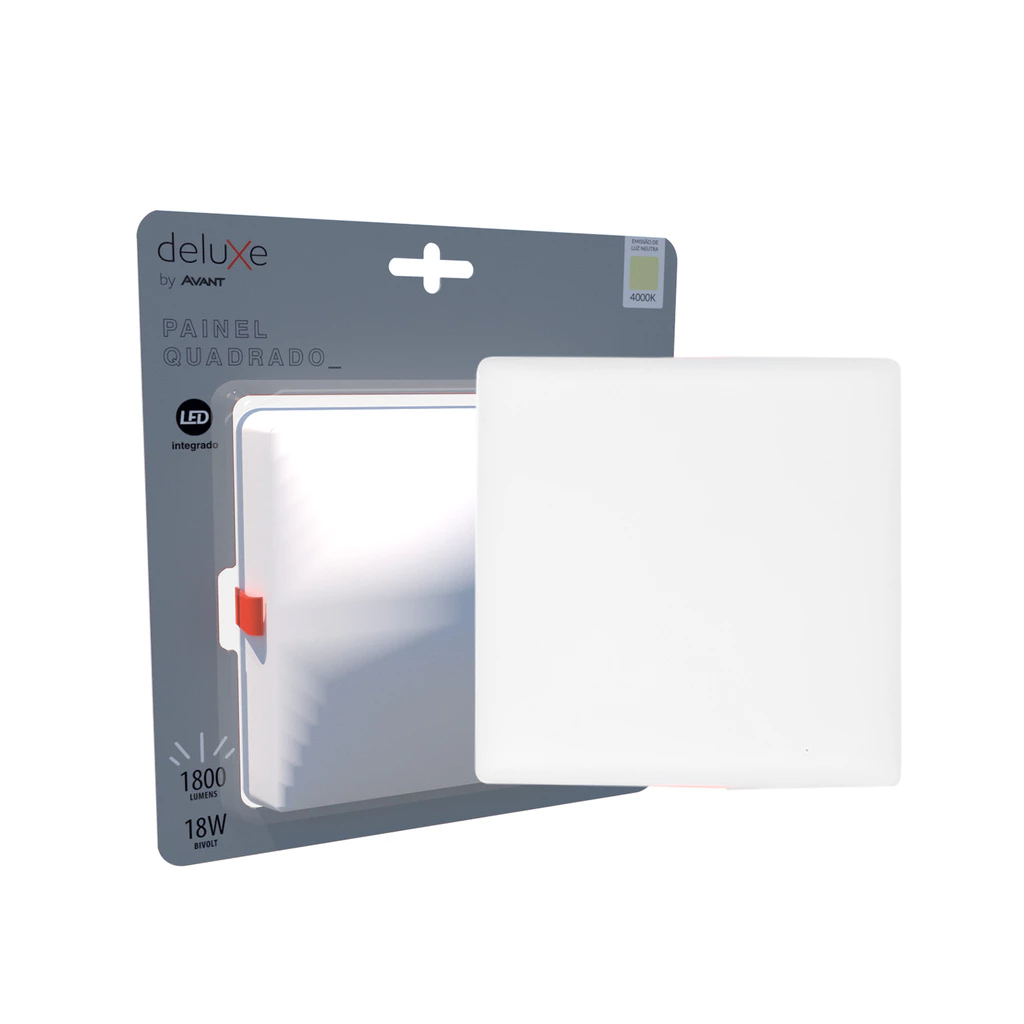 Painel Led Flat 18w 4000k Emb Quadrado Bivolt Ip20 Br Deluxe