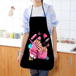[PEBR] Impressão De Esmalte De Beleza Cozinha Avental Feminino Limpeza Doméstica Salão Casa Cozinhar Cozimento Manicure