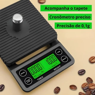 NOVA - Balança De Café De Alta Precisão 0,1g Com Temporizador Digital De Cozinha LCD Até 3kg