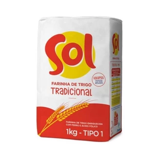 Farinha de Trigo Sol Tradicional Tipo 1 1kg - Embalagem com 10 Unidades em Oferta na Shopee