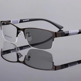 Óculos Fotocrômicos Para Homens De Negócios Com Graduados 0-400 Myopia Fashion Half Frame Glasses