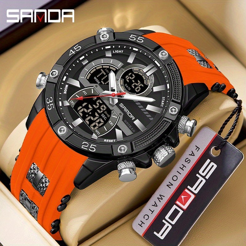 Relógio Militar Sanda New Men's Electronic Watch Multi Funcional Noturno Leve À Prova D'água Esportivo De Alta Luxo