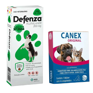 Antipugas Carrapatos Defenza 10 A 20 Kg Mais Vermifugo Canex