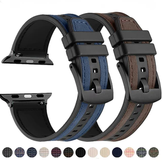 Novo Silicone + Bracelete De Pulseira De Couro Compatível Para Relógio Apple Ultra 2 49mm 41mm 45mm 44mm 40mm Série IWatch 9 8 7 6 SE 5 4 3