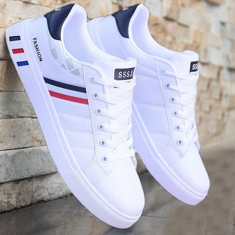 Sapatos Casuais Masculinos Conforto Branco Corrida Esportiva Mocassin Couro Moda Masculina Respirável