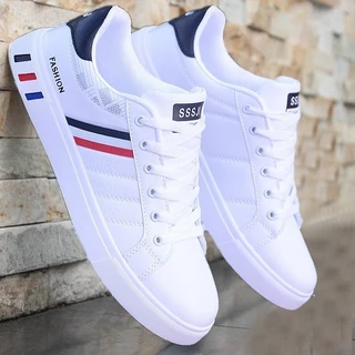 Sapatos Casuais Masculinos Conforto Branco Corrida Esportiva Mocassin Couro Moda Masculina Respirável