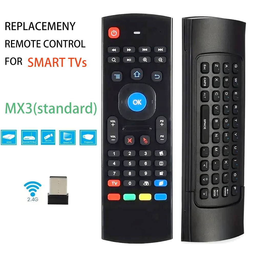 Mx3 Mouse De Ar Sem Fio Mini Teclado De Controle Remoto De 24ghz Aprendizagem Ir Para Pc 0477