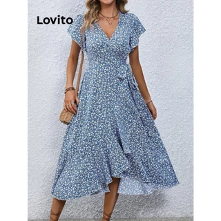 Lovito Vestido elegante Ditsy floral com renda para mulheres LNL73272