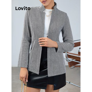 Lovito Casaco feminino elegante estilo simples para deslocamento diário LNL51230