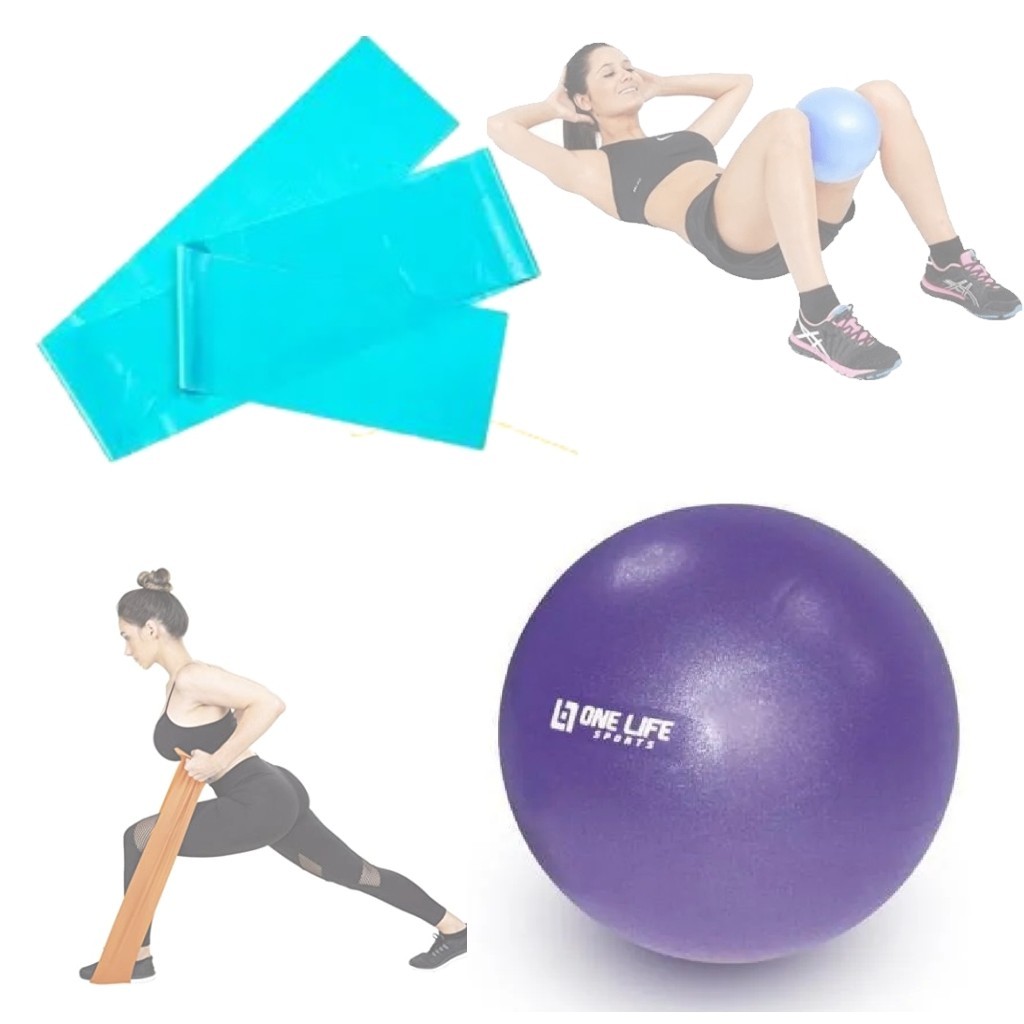 Kit Fortalecimento Com Overball + Faixa Elástica Média 1,2 M