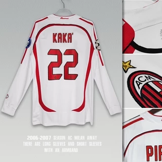 2006-2007ac Milan Away Camisa Retrô De Manga Comprida No . 2222 KAKA Campeonato De Futebol Europeu De Alta Qualidade
