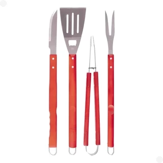 Conjunto Kit Churrasco 4 Peças Garfo Faca Pinça Espátula 003311 - Mor