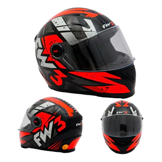Capacete Moto Fechado GTN R1 Preto Fosco Vermelho Inmetro Tamanho 56 - FW3 em Oferta na Shopee