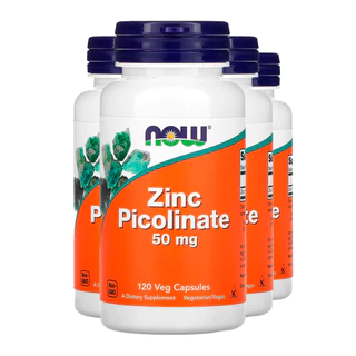 Kit 4x Picolinato de Zinco 50 mg Now Foods 30 Cáps Importado /Made in Usa