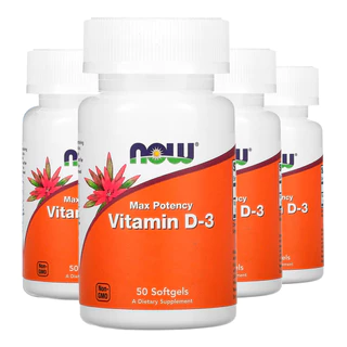Kit 4x Vitamina D3 50.000 Ui Now Foods 50Caps Softgels /Made in Usa