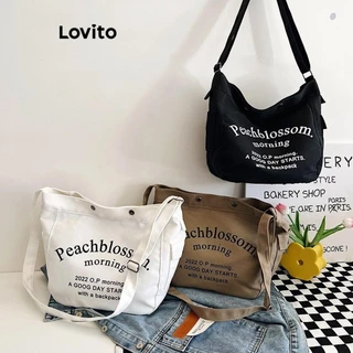 Lovito Bolsa de ombro casual simples de grande capacidade Bolsa para mulheres LFA45353