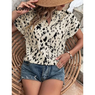 Lovito Blusa floral Ditsy elegante para mulheres LNL75055