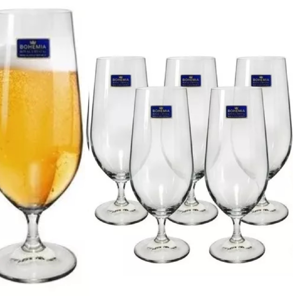 Jogo de 6 Taças para Cerveja em Cristal 380ml Bohemia Beer