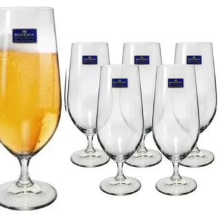 Jogo de 6 Taças para Cerveja em Cristal 380ml Bohemia Beer