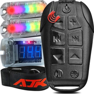 Kit Controle Longa Distancia + Voltimetro + 2 Strobo - AJK Smart Control 2.0 Novo Remoto Radio Som