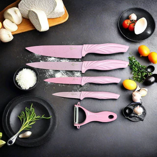 Conjunto de facas com utensílios de cozinha profissionais de aço inoxidável de 5 peças em Oferta na Shopee