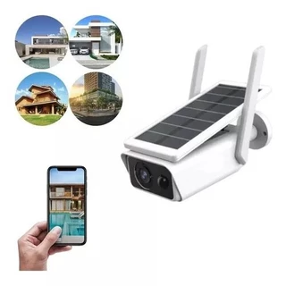 Câmera Ip Wifi Segurança Ip66 Energia Solar Recarregavel Full Hd Smart Noturna Externa Prova D'água