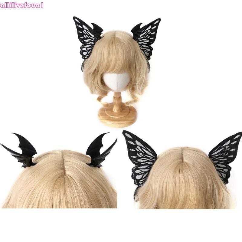allilivefoua1 Grampo Cabelo Asa Do Bat Wing Lolit Borboleta Preta