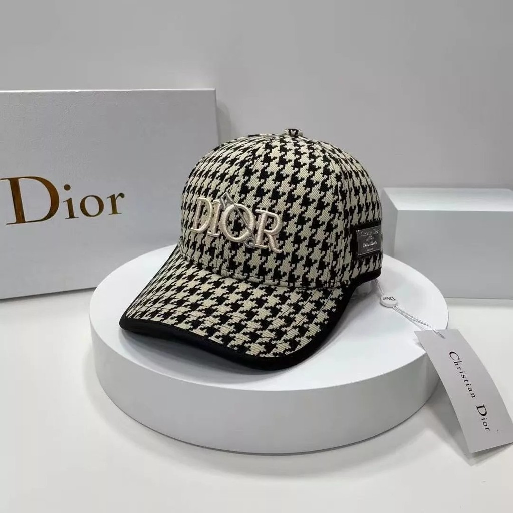 Dior545 Houndstooth Cap feminino guarda-sol ao ar livre combinado