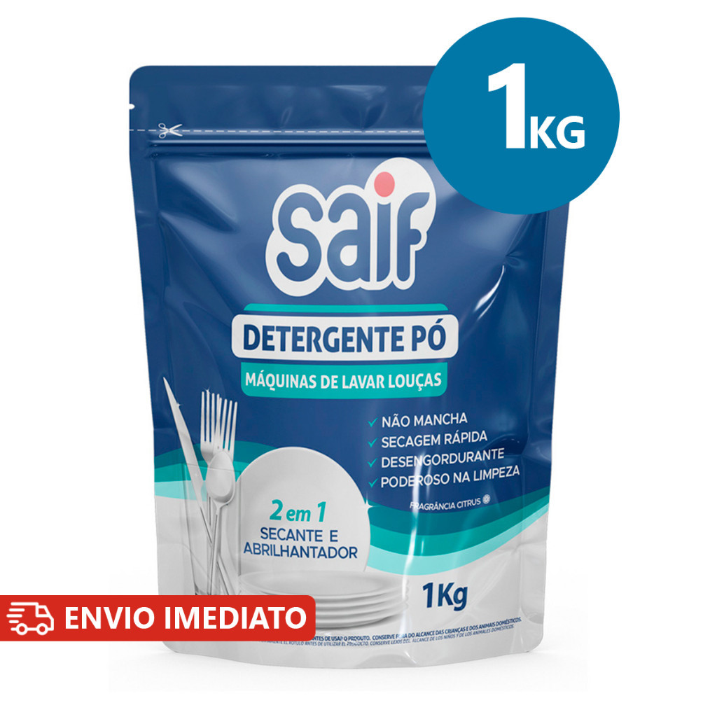 Sabão Detergente Em Pó para Máquina de Lavar Louças 1kg Saif OK ...