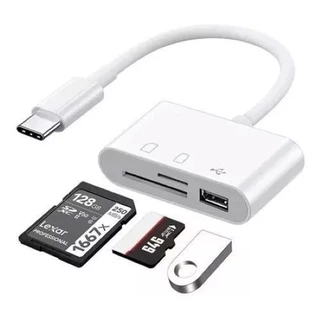 Adaptador 3 em 1 USB-C Para Leitor de cartão de memória SD, TF e USB adaptador OTG tipo-c APENAS ANDROID
