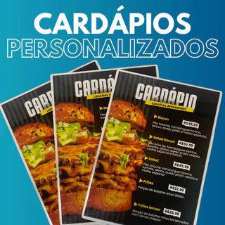 KIT 10 CARDÁPIOS PLASTIFICADO FRENTE E VERSO 20X30 IMPERMEÁVEL ENVIE SUA ARTE