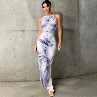 Novo Estilo de Inverno Outono Novo Estilo de Inverno 3D Impresso sem mangas Vestido sem mangas com aspecto mais fino