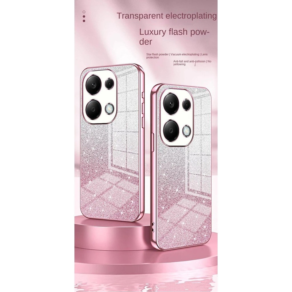 SEAHAI Cover Per Xiaomi Redmi Note 14 Pro+ Plus 5G: Custodia In Silicone TPU Con Brillantini E Fiori, Colore Blu, Protezione Antiurto