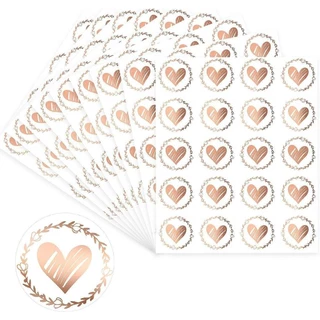 1000 Adesivos Selo de Envelope Transparente Rosa Dourada em Forma de Coração, Adesivo em Forma de Coração, Adesivo de Selagem Redondo de 1,3 polegadas, Adequado para Cartão de Convite de Casamento Presente de Noiva do Dia dos Namorados