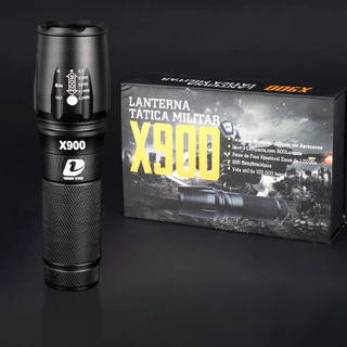 Lanterna Tática à Prova d'água X900 Profissional com Zoom Sinalizador Recarregável Luz