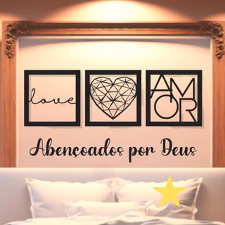 Kitt Quadros Decorativos para Decoração de Quarto Sala Casa Cozinha + Frase Abençoados por Deus**