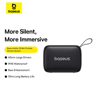 Baseus AeQur 30 Mini Altifalante Portátil Sem Fios De Grande Volume IPX6 Bluetooth 5.3 À Prova De Água Melhoria Dos Graves