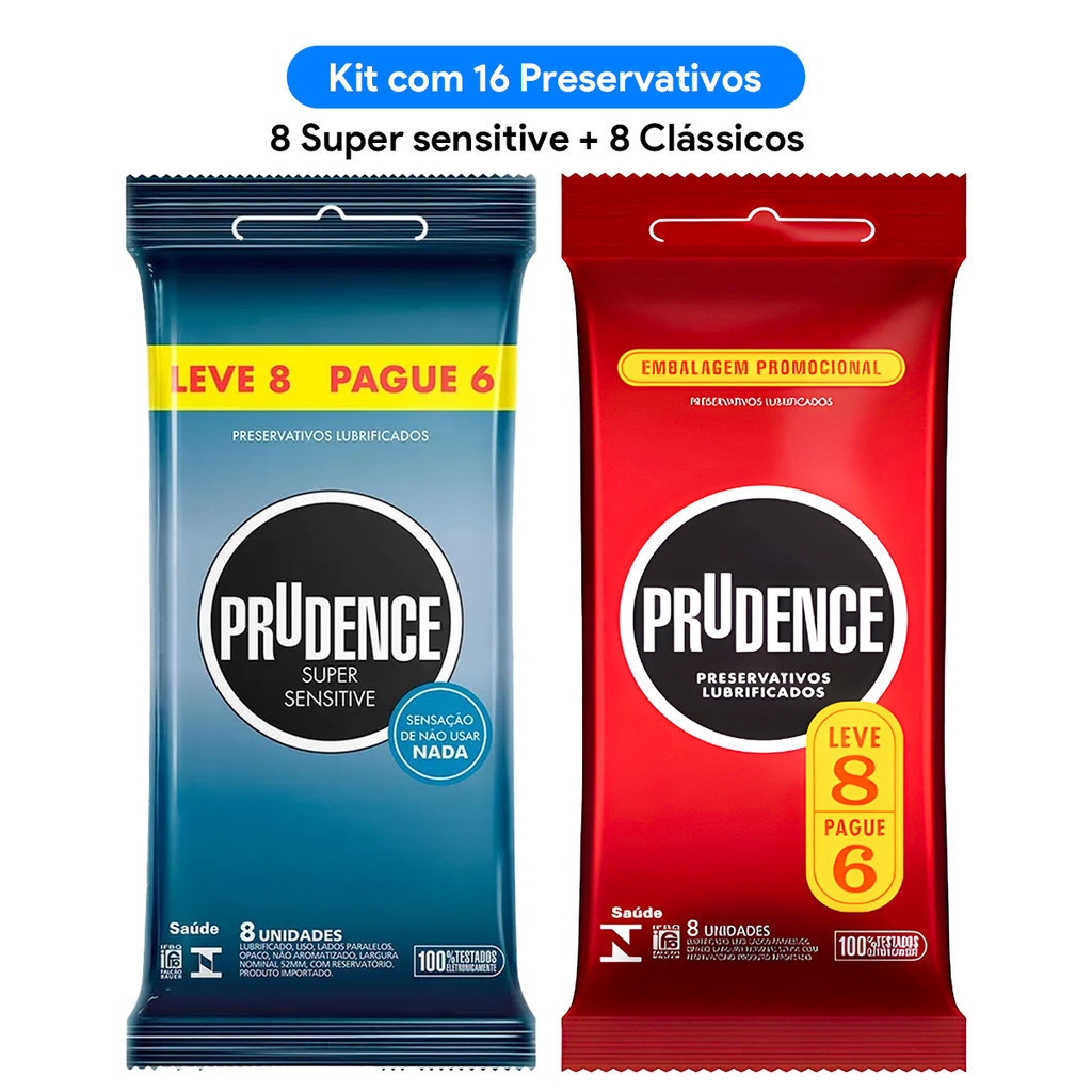 Kit 16 Preservativos Masculino com 8 und Clássico + 8 und Super ...