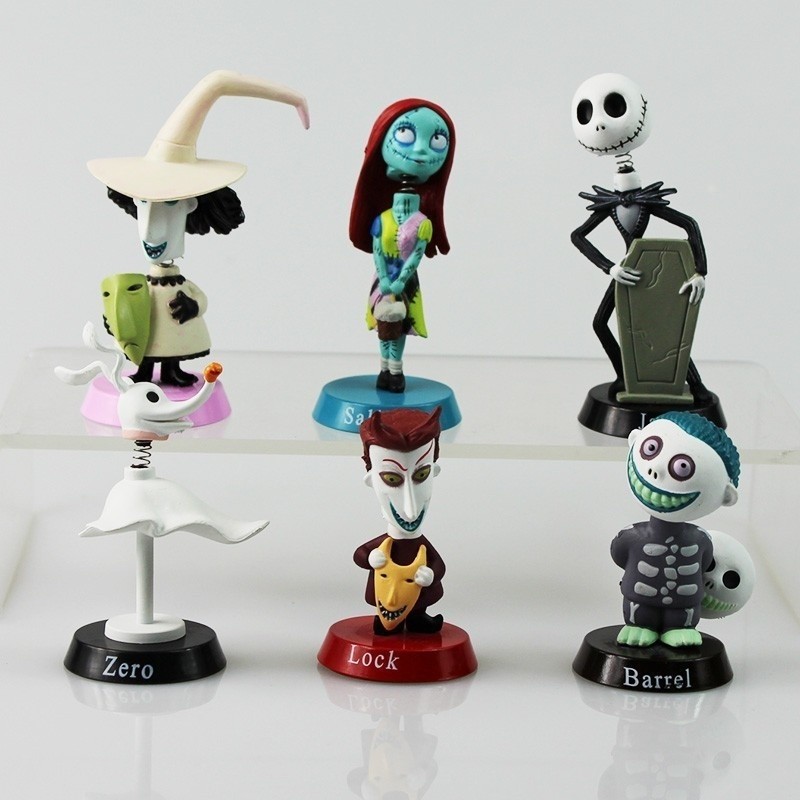 JIONS 6pcs Pesadelo Antes do Natal Jack Jack Skellington Figura Doll Model Ornamentos