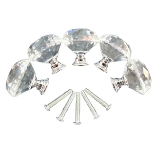 KIT 5 PUXADORES CRISTAL 30MM DE GAVETAS BOX MÓVEIS STANDARD